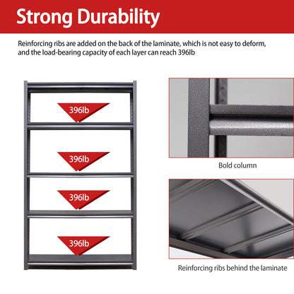 78"H  5 Tier Metal Shelves for Storage Garage Shelving 2000LBS Heavy Duty Storage Shelves Adjustable Garage Shelf Industrial Shelving Unit Storage Utility Rack,47.2"W*18"D*78"H,Black