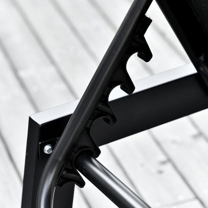 Outsunny Outdoor Lounge Chair, Patio Lounger with 5-Position Reclining Backrest and 2 Wheels for Poolside, Beach, Lawn, Black