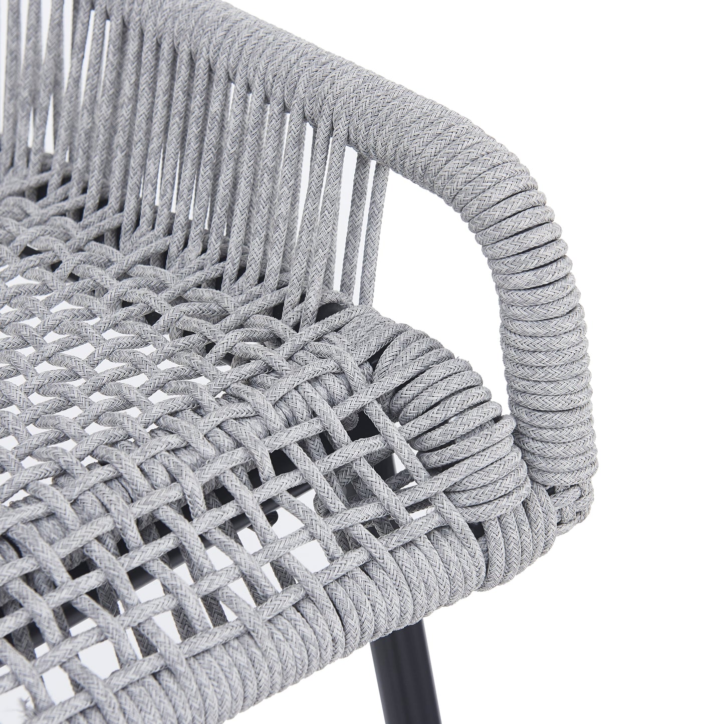 Outdoor Patio Light Gray Rope Bar Stool, Set of 2