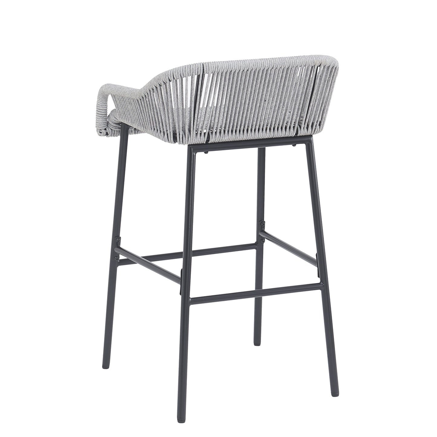 Outdoor Patio Light Gray Rope Bar Stool, Set of 2