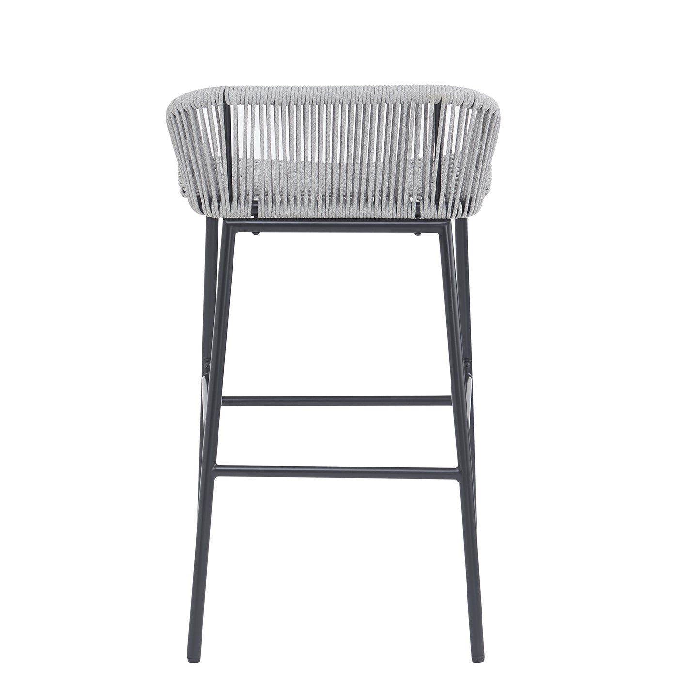 Outdoor Patio Light Gray Rope Bar Stool, Set of 2
