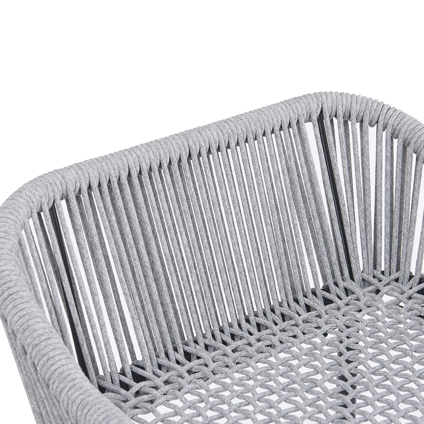 Outdoor Patio Light Gray Rope Bar Stool, Set of 2