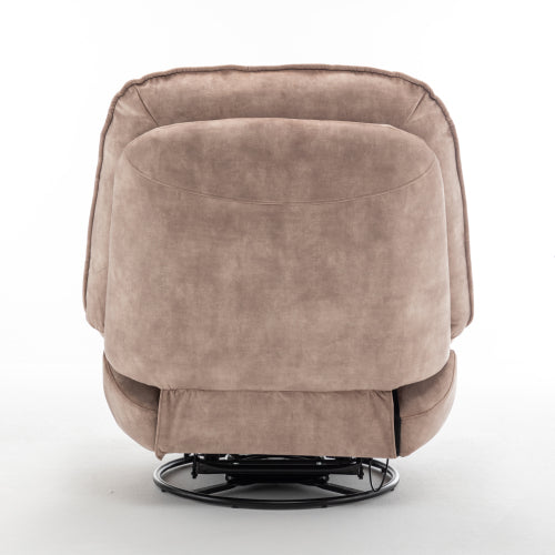 Natural brown recliner, reclining lazy chair, mobile phone holder, large and comfortable reading chair, swivel gliding rocking chair, gold-stamped velvet