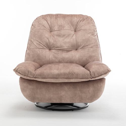 Natural brown recliner, reclining lazy chair, mobile phone holder, large and comfortable reading chair, swivel gliding rocking chair, gold-stamped velvet