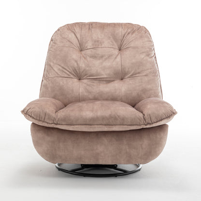 Natural brown recliner, reclining lazy chair, mobile phone holder, large and comfortable reading chair, swivel gliding rocking chair, gold-stamped velvet