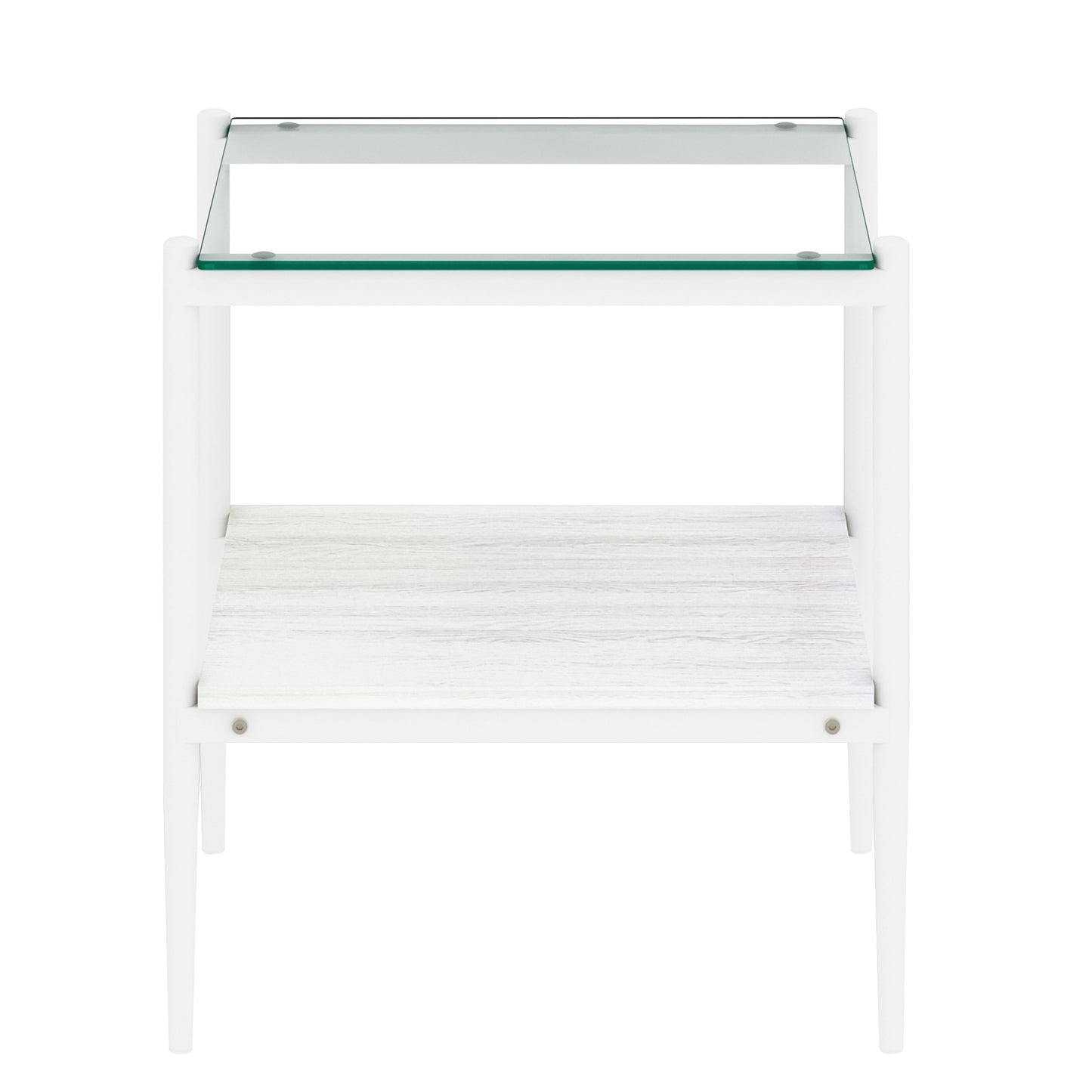 Set of 2 Rectangle End Table, Tempered Glass Tabletop with MDF layer, Modern Table for Living Room , Transparent Glass