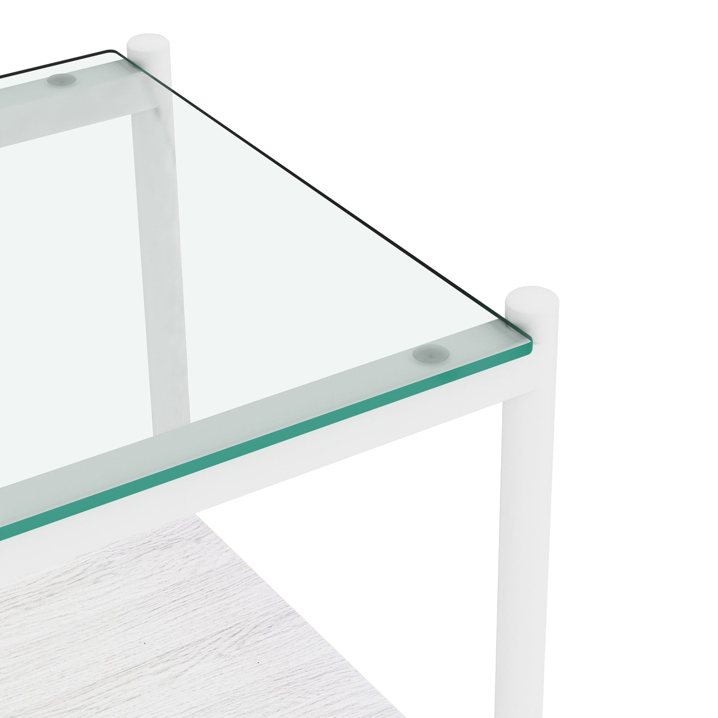 Set of 2 Rectangle End Table, Tempered Glass Tabletop with MDF layer, Modern Table for Living Room , Transparent Glass
