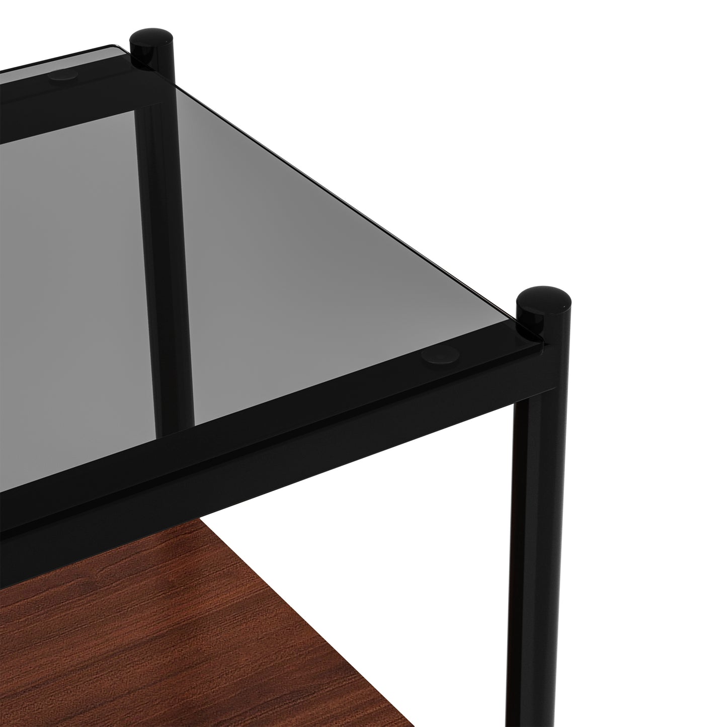 Set of 2 Rectangle End Table, Tempered Glass Tabletop with MDF layer, Modern Table for Living Room , Gray Glass