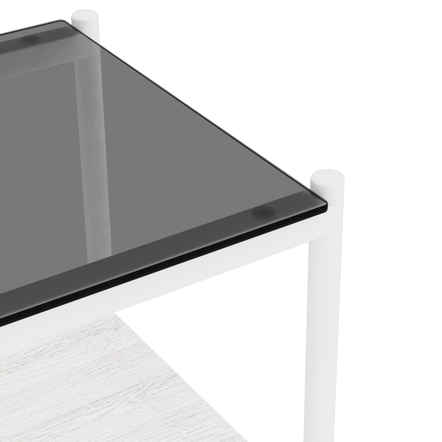 Set of 2 Rectangle End Table, Tempered Glass Tabletop with MDF layer, Modern Table for Living Room , Gray Glass