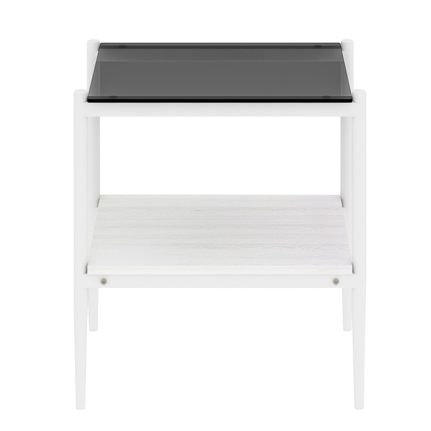 Set of 2 Rectangle End Table, Tempered Glass Tabletop with MDF layer, Modern Table for Living Room , Gray Glass