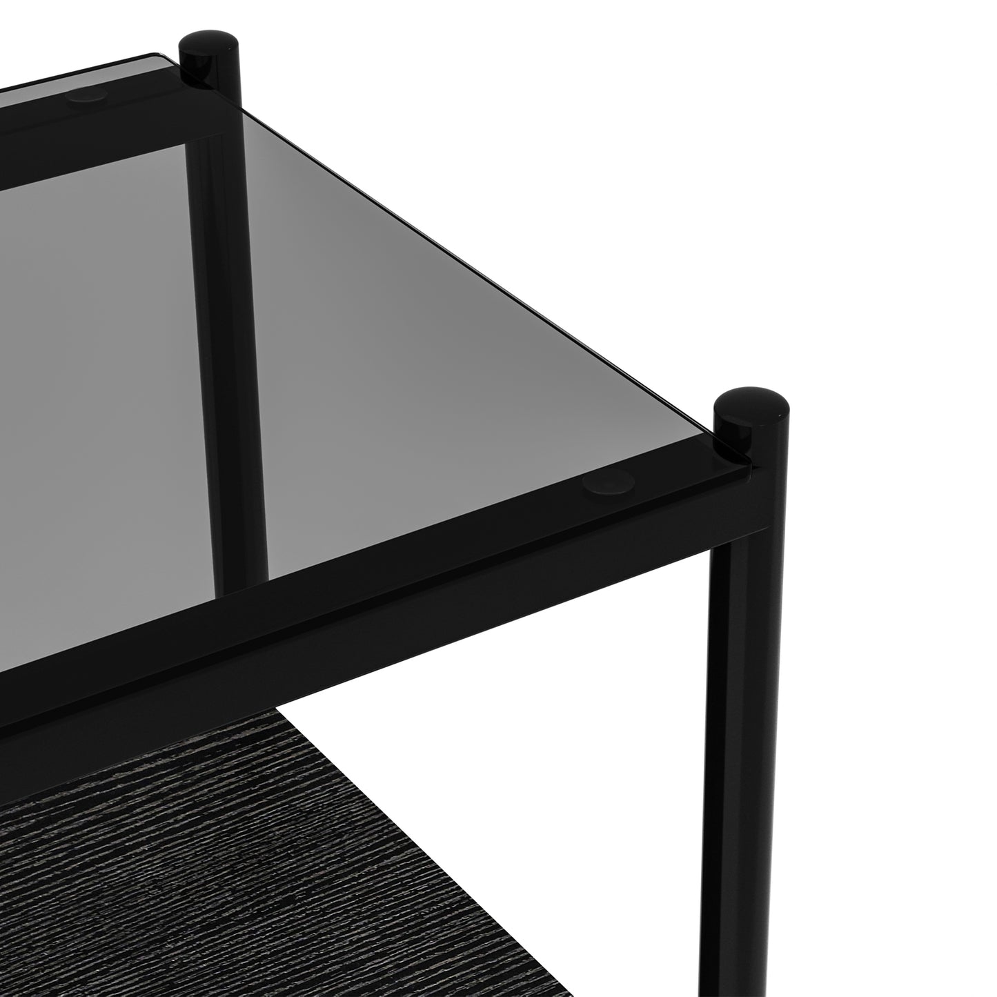 Set of 2 Rectangle End Table, Tempered Glass Tabletop with MDF layer, Modern Table for Living Room , Gray Glass