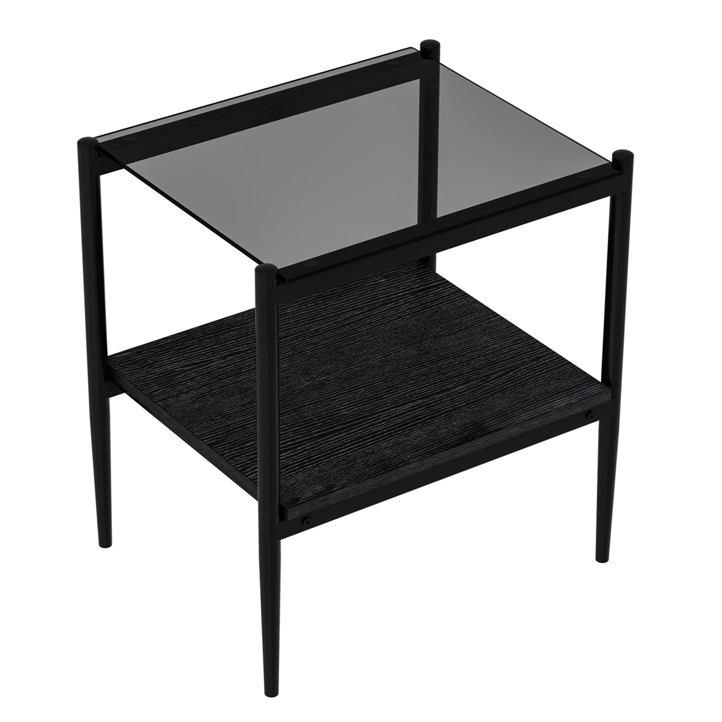 Set of 2 Rectangle End Table, Tempered Glass Tabletop with MDF layer, Modern Table for Living Room , Gray Glass