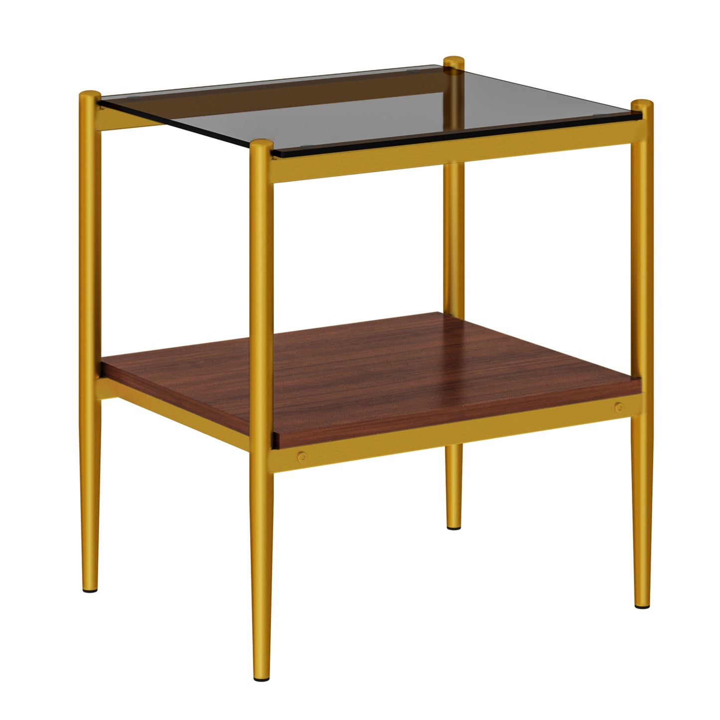 Set of 2 Rectangle End Table, Tempered Glass Tabletop with MDF layer, Modern Table for Living Room , Gray Glass