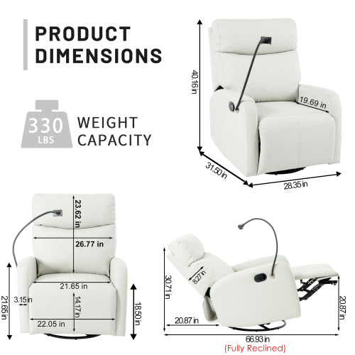 Rocking Recliner Chair,360° Swivel Nursery Rocking Chair,Glider Chair,Modern Small Rocking Swivel Recliner Chair for Bedroom,Living Room Chair Home Theater Seat,Phone Holder(Light Gray+360° Swivel)