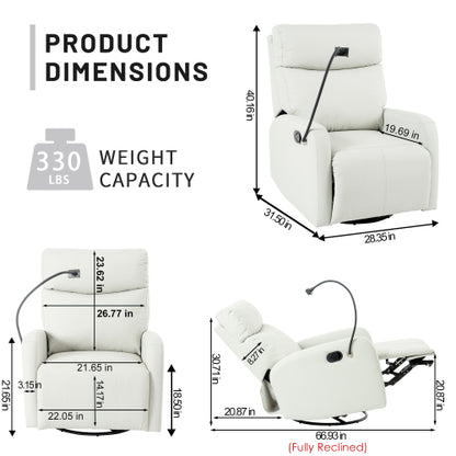 Rocking Recliner Chair,360° Swivel Nursery Rocking Chair,Glider Chair,Modern Small Rocking Swivel Recliner Chair for Bedroom,Living Room Chair Home Theater Seat,Phone Holder(Light Gray+360° Swivel)