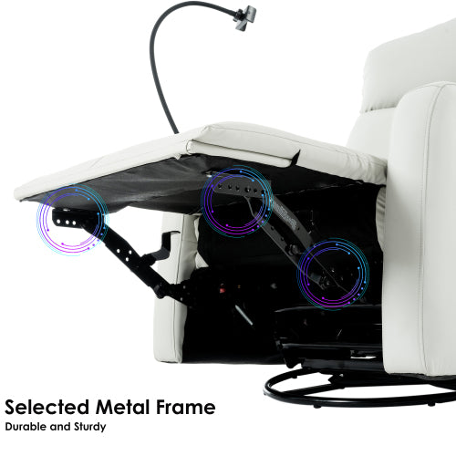 Rocking Recliner Chair,360° Swivel Nursery Rocking Chair,Glider Chair,Modern Small Rocking Swivel Recliner Chair for Bedroom,Living Room Chair Home Theater Seat,Phone Holder(Light Gray+360° Swivel)