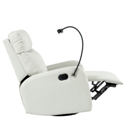 Rocking Recliner Chair,360° Swivel Nursery Rocking Chair,Glider Chair,Modern Small Rocking Swivel Recliner Chair for Bedroom,Living Room Chair Home Theater Seat,Phone Holder(Light Gray+360° Swivel)