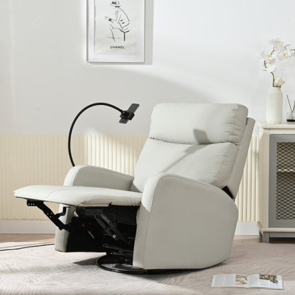 Rocking Recliner Chair,360° Swivel Nursery Rocking Chair,Glider Chair,Modern Small Rocking Swivel Recliner Chair for Bedroom,Living Room Chair Home Theater Seat,Phone Holder(Light Gray+360° Swivel)