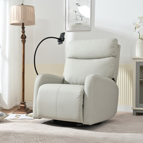 Rocking Recliner Chair,360° Swivel Nursery Rocking Chair,Glider Chair,Modern Small Rocking Swivel Recliner Chair for Bedroom,Living Room Chair Home Theater Seat,Phone Holder(Light Gray+360° Swivel)