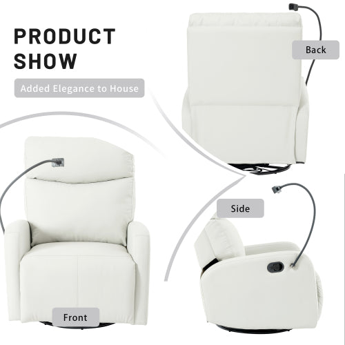 Rocking Recliner Chair,360° Swivel Nursery Rocking Chair,Glider Chair,Modern Small Rocking Swivel Recliner Chair for Bedroom,Living Room Chair Home Theater Seat,Phone Holder(Light Gray+360° Swivel)