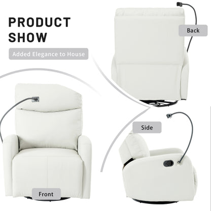 Rocking Recliner Chair,360° Swivel Nursery Rocking Chair,Glider Chair,Modern Small Rocking Swivel Recliner Chair for Bedroom,Living Room Chair Home Theater Seat,Phone Holder(Light Gray+360° Swivel)