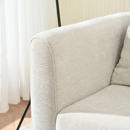 Modern Chenille Accent Chair, Upholstered Armchair for Living Room ,Mid Century Fabric Lounge Chair w/ Pillow, Comfortable Reading Chair with Wood Legs for Living Room, Bedroom,Reception Room (Beige)
