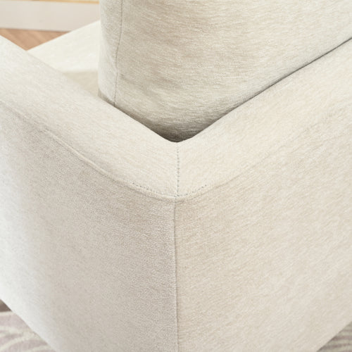 Modern Chenille Accent Chair, Upholstered Armchair for Living Room ,Mid Century Fabric Lounge Chair w/ Pillow, Comfortable Reading Chair with Wood Legs for Living Room, Bedroom,Reception Room (Beige)