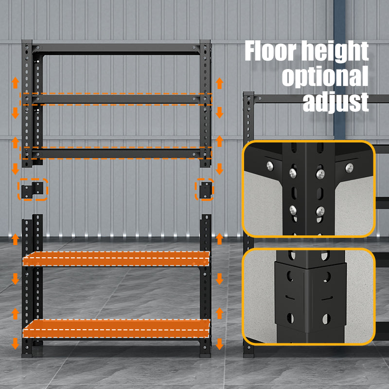 Household storage rack, adjustable display rack, basement balcony storage rack, carbon steel storage rack, 120cm * 50cm * 180cm, five floors (black)