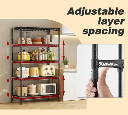 Wire Shelving Metal Storage Rack Adjustable Shelves, Standing Storage Shelf Units for Laundry Bathroom Kitchen Pantry Closet(Black, 42L x 17.99W x 71H)