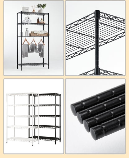 Wire Shelving Metal Storage Rack Adjustable Shelves, Standing Storage Shelf Units for Laundry Bathroom Kitchen Pantry Closet(Black, 42L x 17.99W x 71H)