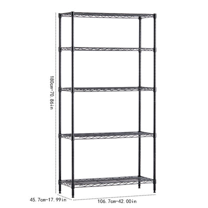 Wire Shelving Metal Storage Rack Adjustable Shelves, Standing Storage Shelf Units for Laundry Bathroom Kitchen Pantry Closet(Black, 42L x 17.99W x 71H)