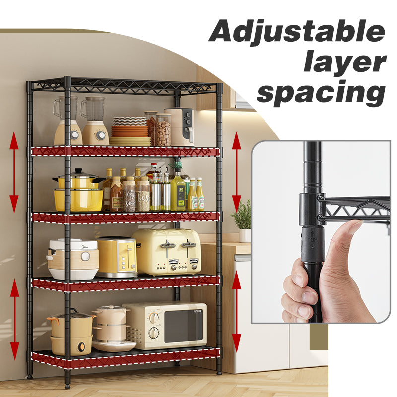 Wire Shelving Metal Storage Rack Adjustable Shelves, Standing Storage Shelf Units for Laundry Bathroom Kitchen Pantry Closet(Black, 42L x 17.99W x 71H)