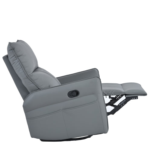 Rocker Recliner Chair,360° Swivel Nursery Rocking Chair,Glider Chair,Modern Small Rocking Swivel Recliner Chair for Bedroom,Living Room Chair Home Theater Seat,Side Pocket(Blue-gray+360° Swivel)