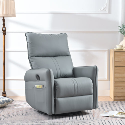Rocker Recliner Chair,360° Swivel Nursery Rocking Chair,Glider Chair,Modern Small Rocking Swivel Recliner Chair for Bedroom,Living Room Chair Home Theater Seat,Side Pocket(Blue-gray+360° Swivel)