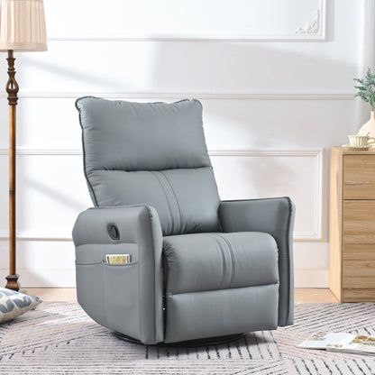 Rocker Recliner Chair,360° Swivel Nursery Rocking Chair,Glider Chair,Modern Small Rocking Swivel Recliner Chair for Bedroom,Living Room Chair Home Theater Seat,Side Pocket(Blue-gray+360° Swivel)