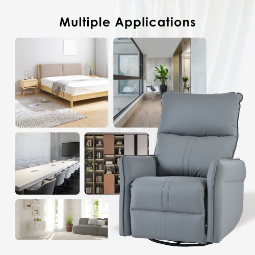 Rocker Recliner Chair,360° Swivel Nursery Rocking Chair,Glider Chair,Modern Small Rocking Swivel Recliner Chair for Bedroom,Living Room Chair Home Theater Seat,Side Pocket(Blue-gray+360° Swivel)