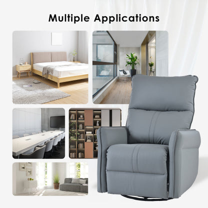 Rocker Recliner Chair,360° Swivel Nursery Rocking Chair,Glider Chair,Modern Small Rocking Swivel Recliner Chair for Bedroom,Living Room Chair Home Theater Seat,Side Pocket(Blue-gray+360° Swivel)