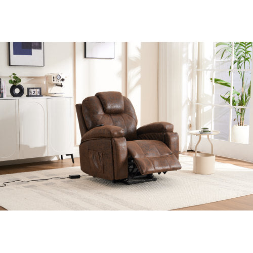 Power Lift Recliner Chair with Massage Elderly, Overstuffed Wide Recliners, Heavy Duty and Safety Motion Reclining Mechanism