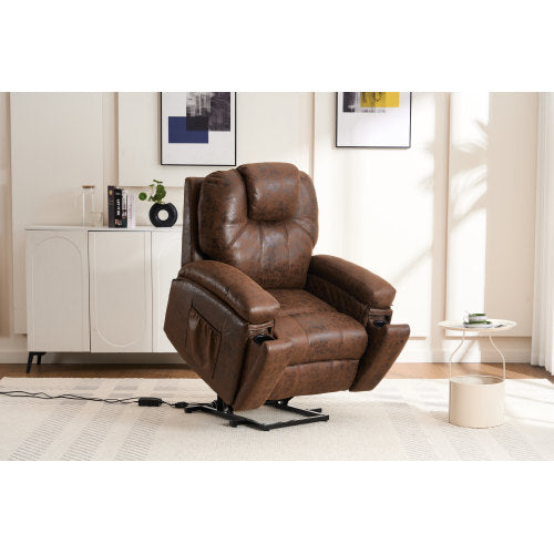Power Lift Recliner Chair with Massage Elderly, Overstuffed Wide Recliners, Heavy Duty and Safety Motion Reclining Mechanism