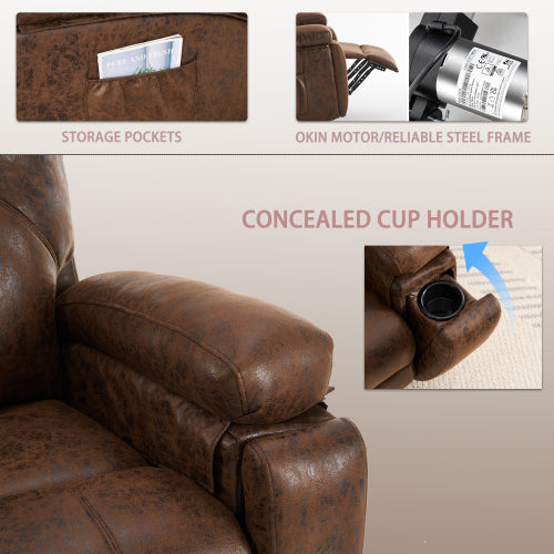 Power Lift Recliner Chair with Massage Elderly, Overstuffed Wide Recliners, Heavy Duty and Safety Motion Reclining Mechanism