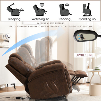 Power Lift Recliner Chair with Massage Elderly, Overstuffed Wide Recliners, Heavy Duty and Safety Motion Reclining Mechanism