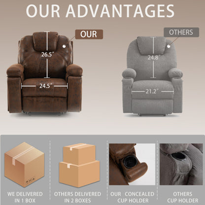 Power Lift Recliner Chair with Massage Elderly, Overstuffed Wide Recliners, Heavy Duty and Safety Motion Reclining Mechanism