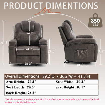 Power Lift Recliner Chair with Massage for Elderly, Overstuffed Wide Recliners, Heavy Duty and Safety Motion Reclining Mechanism