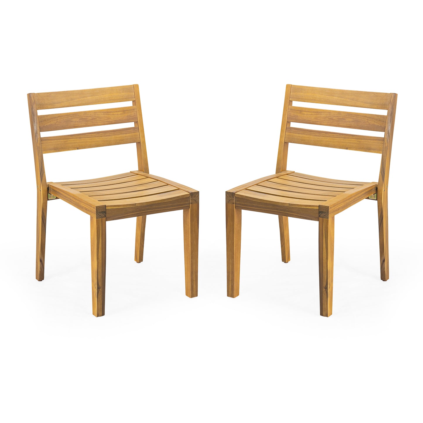 Outdoor Acacia Wood Dining Side Chair,Teak Finish (Set of 2)