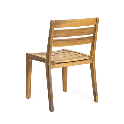 Outdoor Acacia Wood Dining Side Chair,Teak Finish (Set of 2)