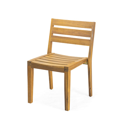 Outdoor Acacia Wood Dining Side Chair,Teak Finish (Set of 2)