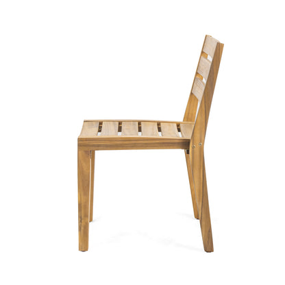 Outdoor Acacia Wood Dining Side Chair,Teak Finish (Set of 2)