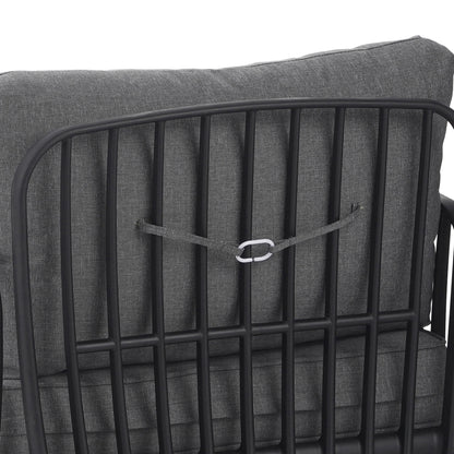 3 Piece Patio Conversation Sets, Modern Outdoor Patio Sectional Furniture Set with Square Coffee Table, Waterproof Thick Cushion Deep Seating for Porch, Balcony, Black & Dark Gray