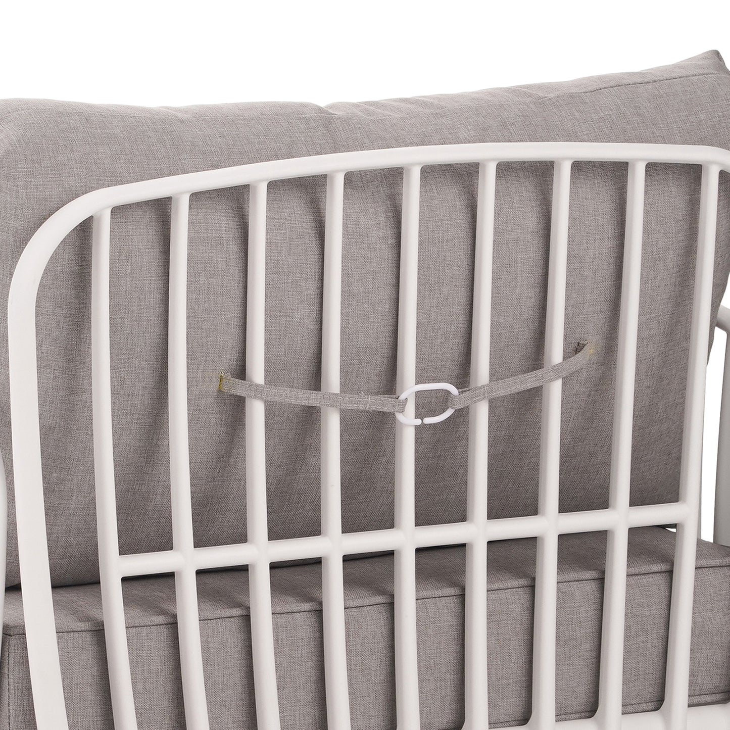 3 Piece Patio Conversation Sets, Modern Outdoor Patio Sectional Furniture Set with Square Coffee Table, Waterproof Thick Cushion Deep Seating for Porch, Balcony, White & Light Gray