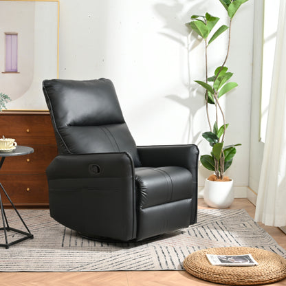 Rocking Recliner Chair,360°Swivel Nursery Rocking Chair,Glider Chair,Modern Small Rocking Swivel Recliner Chair for Bedroom,Living Room Chair Home Theater Seating,Side Pocket(Black+360°Swivel )